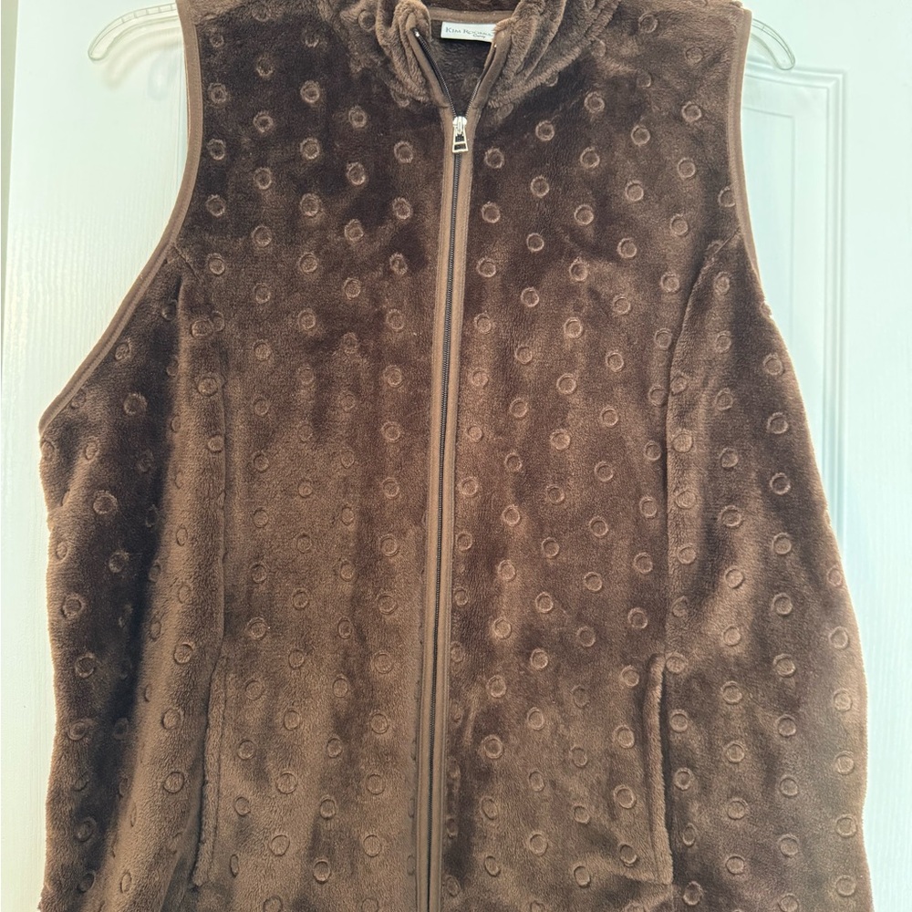 Kim Rogers Brown Textured Fleece Vest